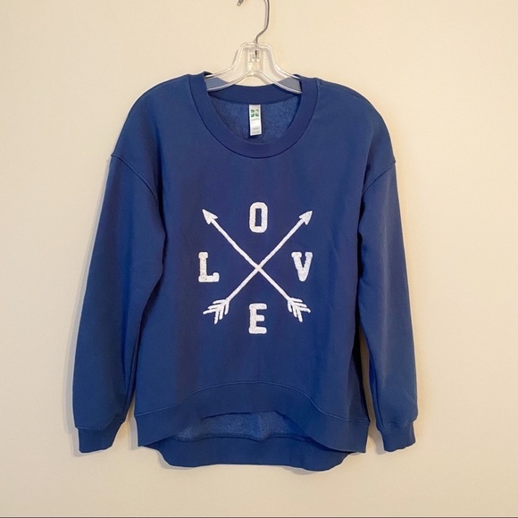 Green Tea Love and Arrows Blue Sweatshirt - S - Picture 1 of 9